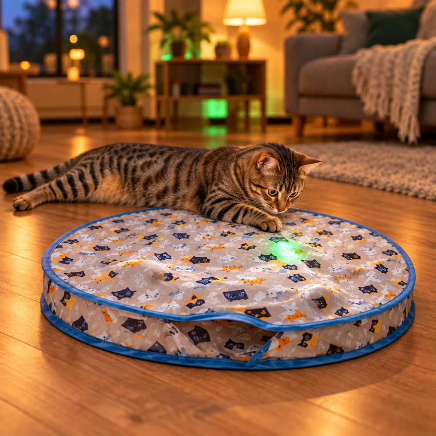 Gato tumbado junto al circuito CATIVA Hunt: así de grande es (70 cm)